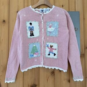 Hartstrings Nutcracker Embroidered Knit Cardigan Sweater Size 14/16